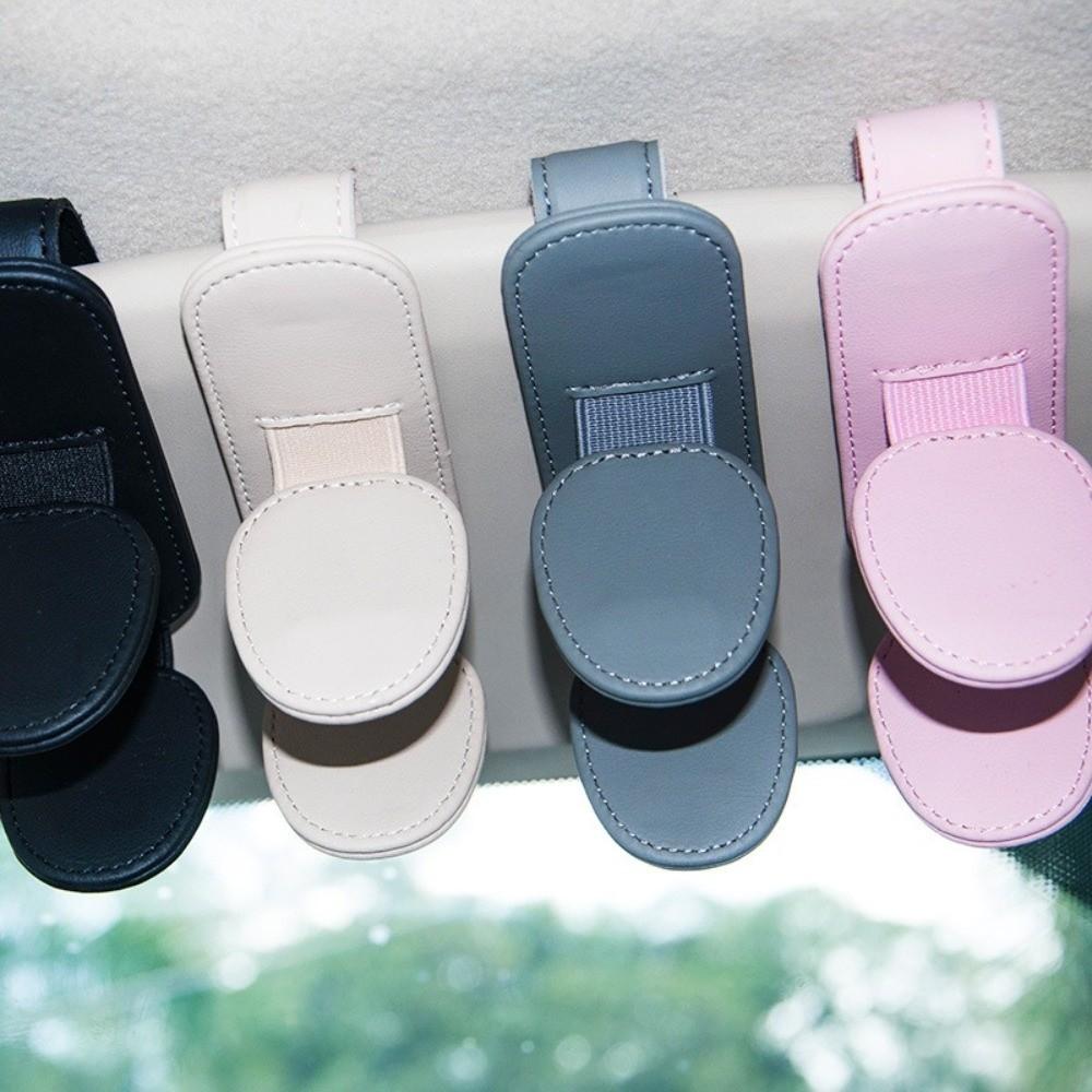 Double Clip Car Sunglasses Frame PU Leather Eyeglasses Storage Clip Ticket Card Clip  Truck