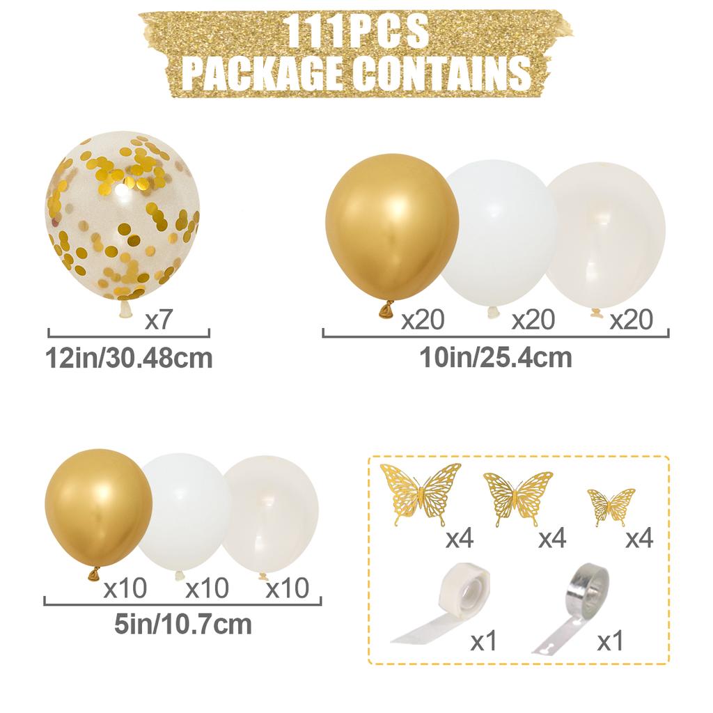 White Gold Balloon Garland Arch Confetti Latex Baloons Graduation Happy 30th 40th 50th Birthday Party Decor Adults Baby Shower