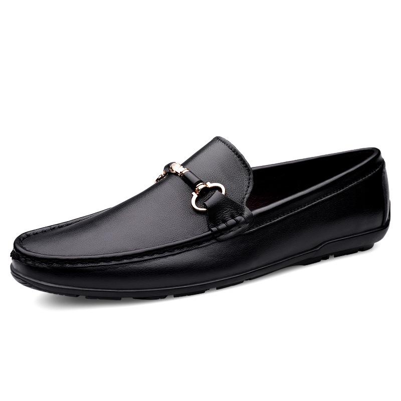 Men s Genuine Leather White Spring Loafers - Soft Sole Slip-On Casual Shoes 41
