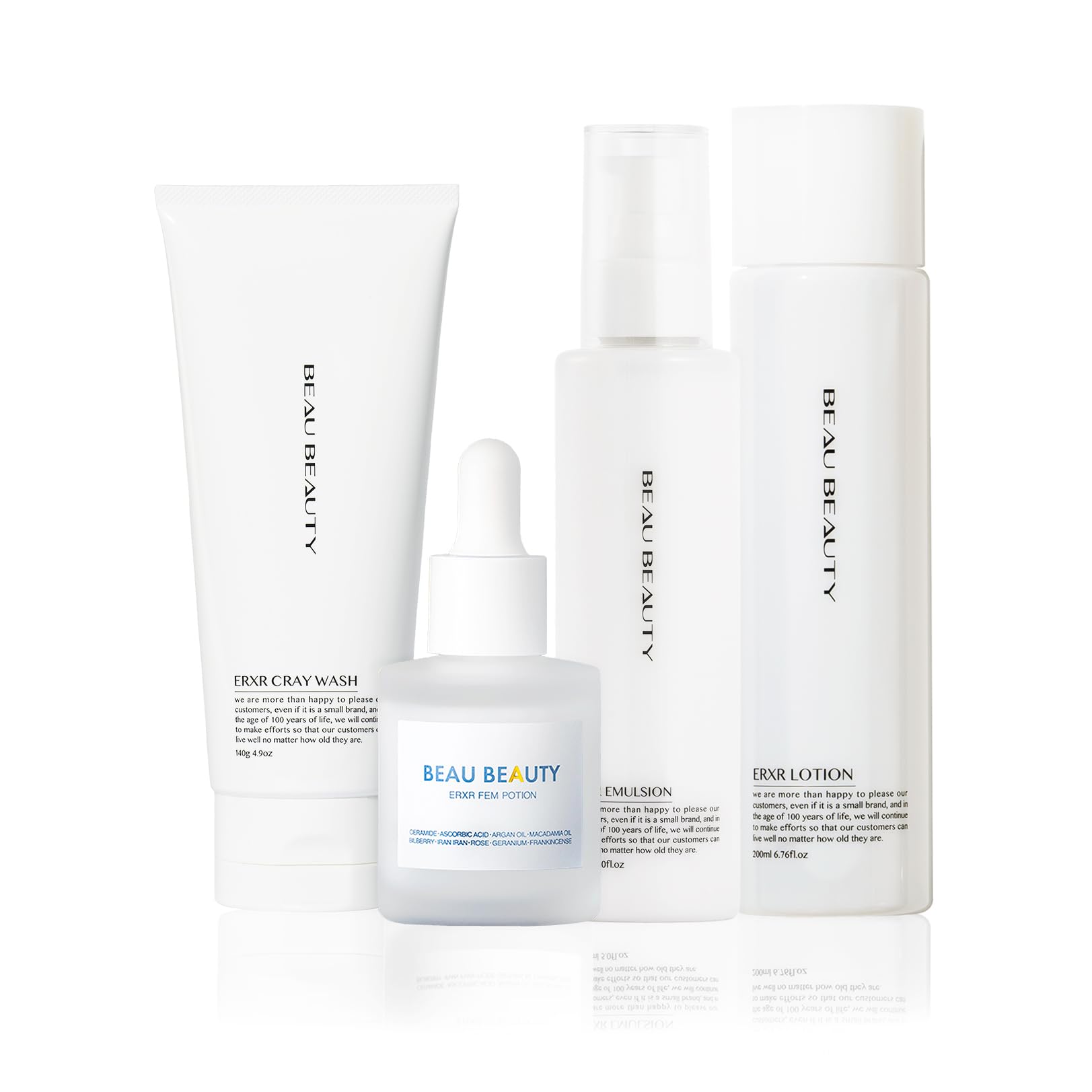 

BEAU BEAUTY Специальный набор для женщин 4 предмета (Средство для умывания, Тоник, Эмульсия, Сыворотка)