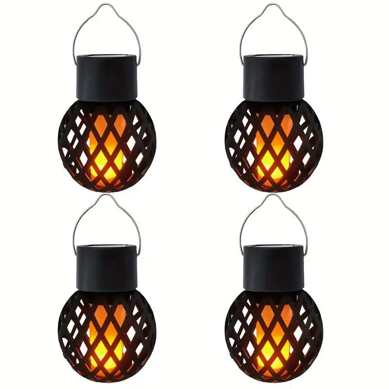 2/4/8pcs Outdoor Solar Lights Featuring Realistic Flickering Flames Suitable for Hanging Or Standing Garden Halloween Decoration
