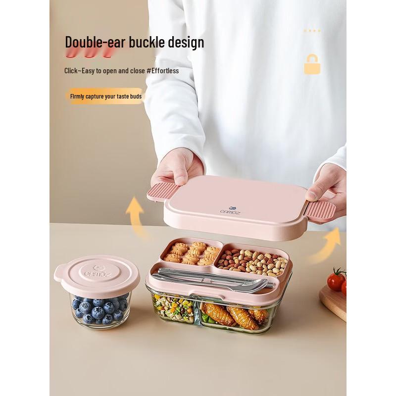 CAMUZ High Borosilicate Glas Brotdose mit Besteck