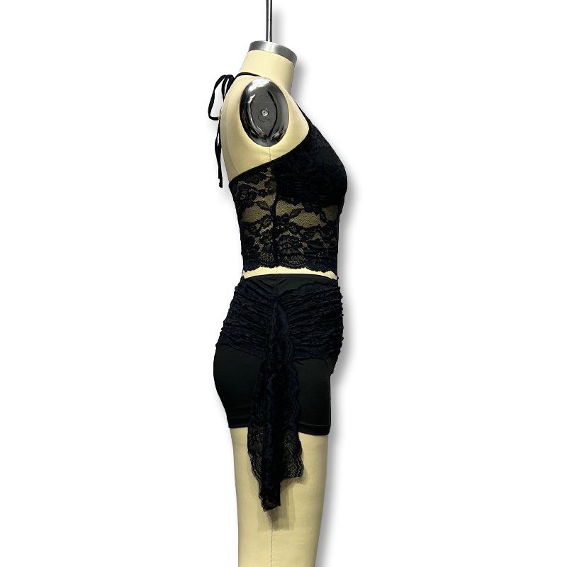 2023 New Women's Sexy Lace Splicing Camisole & Hip-Hugging Mini Skirt Set