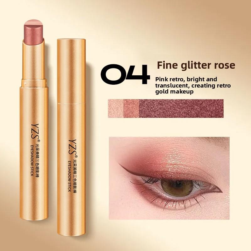 Yzs Radiant Eye Three-Color Eyeshadow Stick Shimmer Glitter for Easy Festival Makeup