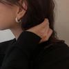 C-Shaped Cool Girl Hollow Earrings with Double-Layer Round Beads - Simple, Exaggerated, Versatile Stud Design in Cold Aesthetic