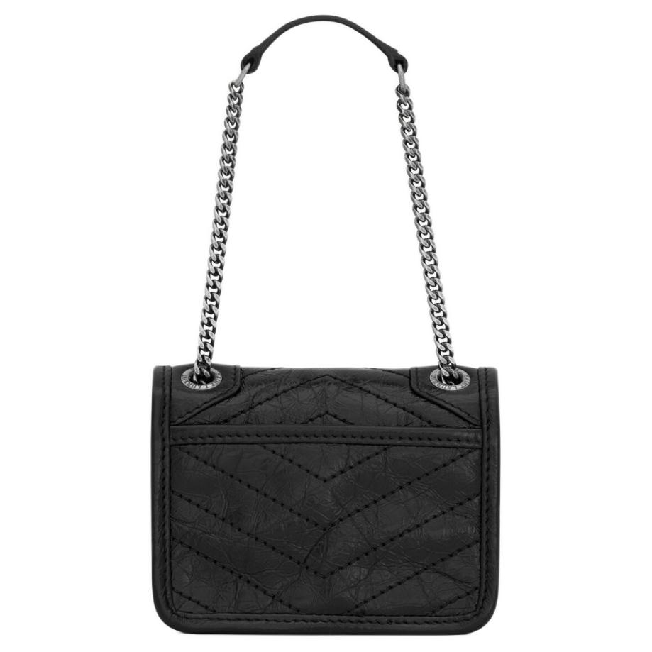 Saint Laurent Niki V Stepp-Leder Mini-Handtasche Mit Magnetverschluss Damen Handtaschen Schwarz 823951-0EN04-1000