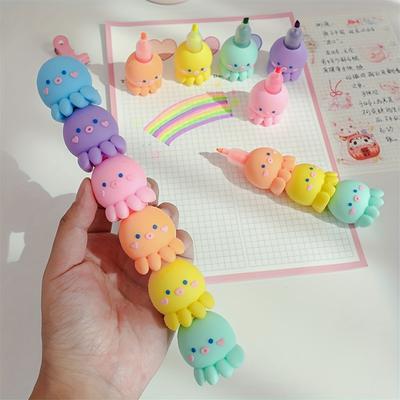 5 Colors/set Cute Octopus Highlighter Pen - Fluorescent Drawing and Graffiti Marker for School and Office