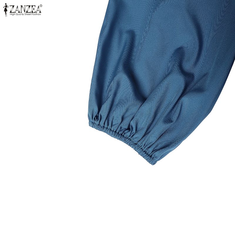 ZANZEA Women Casual V-Neck Loose Half Sleeve Long Dress