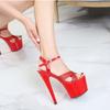 Frauen Schuhe Sexy Nachtclub Wasserdichte Plattform Patent Leder Feine Ferse Hass Hohe Weibliche Sandalen 20 cm ferse 10 cm plat von LFD