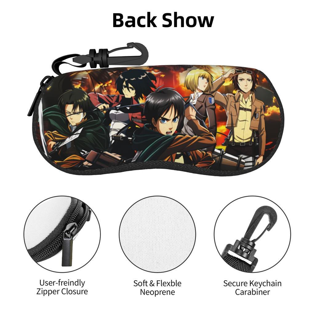 Attack On Titan Eren Yeager Sunglasses Soft Case Neoprene Zipper Mikasa Ackerman Shell Eyeglass Case Protective Box For Glasses