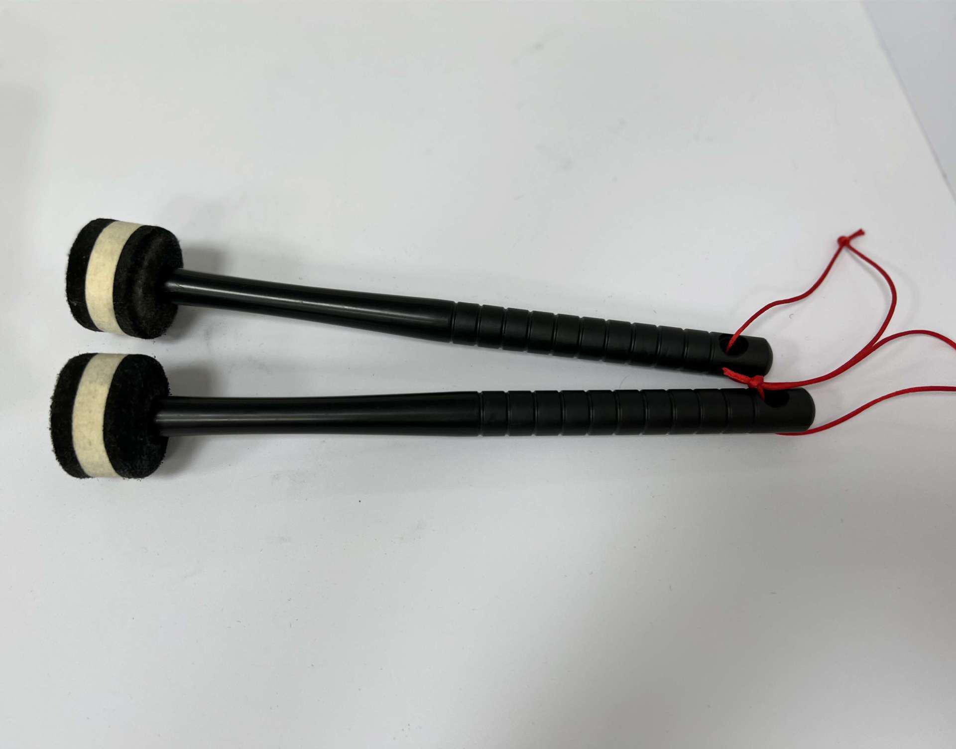 High-Grade Professional Marching Bass Drum Mallets Black and White Rubber Handle with Rope Single