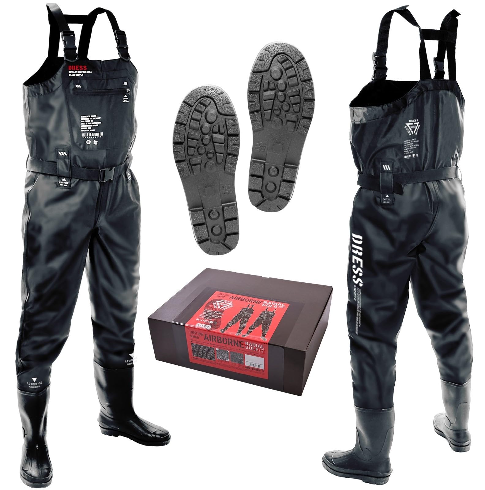 

Вейдерсы Chest High Waders Radial Sole AIRBORNE XL Black Disaster Prevention Disaster [Платье] [Рост] 175~180 [Ботинки] 27~27.5 чёрный