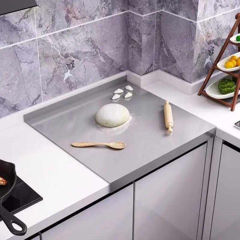 Stainless Steel Cutting Board with Counter Lip Thicked Chopping Board for Kitchen Countertop Perfect for Cut Dough Meat Fruit