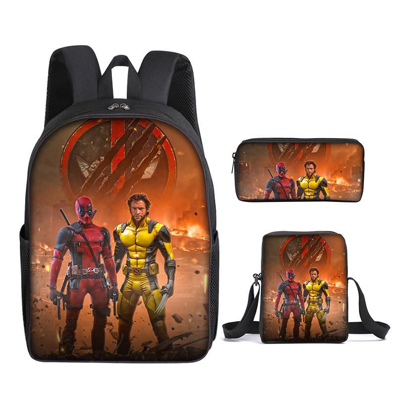 Deadpool 3pcs Student School Bag Backpack Lunch Bags Pencil Case Gifts Kids