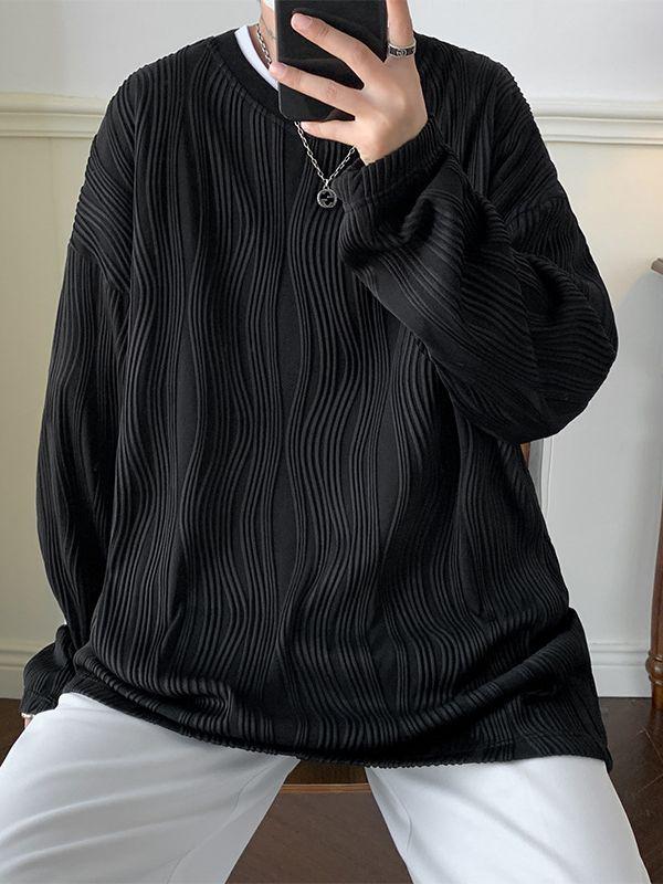 

Мужская футболка с длинным рукавом: Тяжелая толстовка весна/осень, модный и красивый топ для мальчиков Double Extra Large чёрный