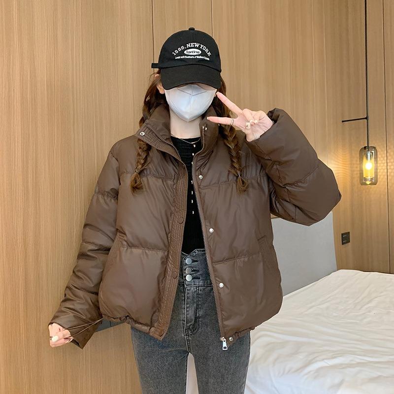 Leave-in Leather Short Cotton Clothes Women's Winter New Small Loose Stand-up Collar Bread Clothes Jacket Trendy