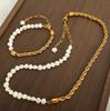Twist Pearl Splicing Necklace Bracelet Versatile Women's Jewelry Set Wholesale