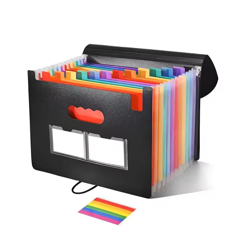 25/13 Bolsillos Plástico Sellado por Tres Lados Cuerda para Colgar Plegable Bolsa Organizadora A4 Carpeta Multicapa Bolsa de Almacenamiento de Archivos de Oficina