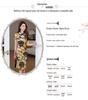 Summer Sexy Chinese-Style Printed Mid-Length Slit Dress for Women with Hollow Out Plate Buckle, Improved Qipao Design