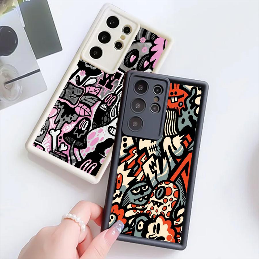 Pink Graffiti Pattern Phone Cover Case for Samsung Galaxy S26 Ultra S25 Edge S24Ultra S24 Plus S22 S20FE S25 S21 S23 FE