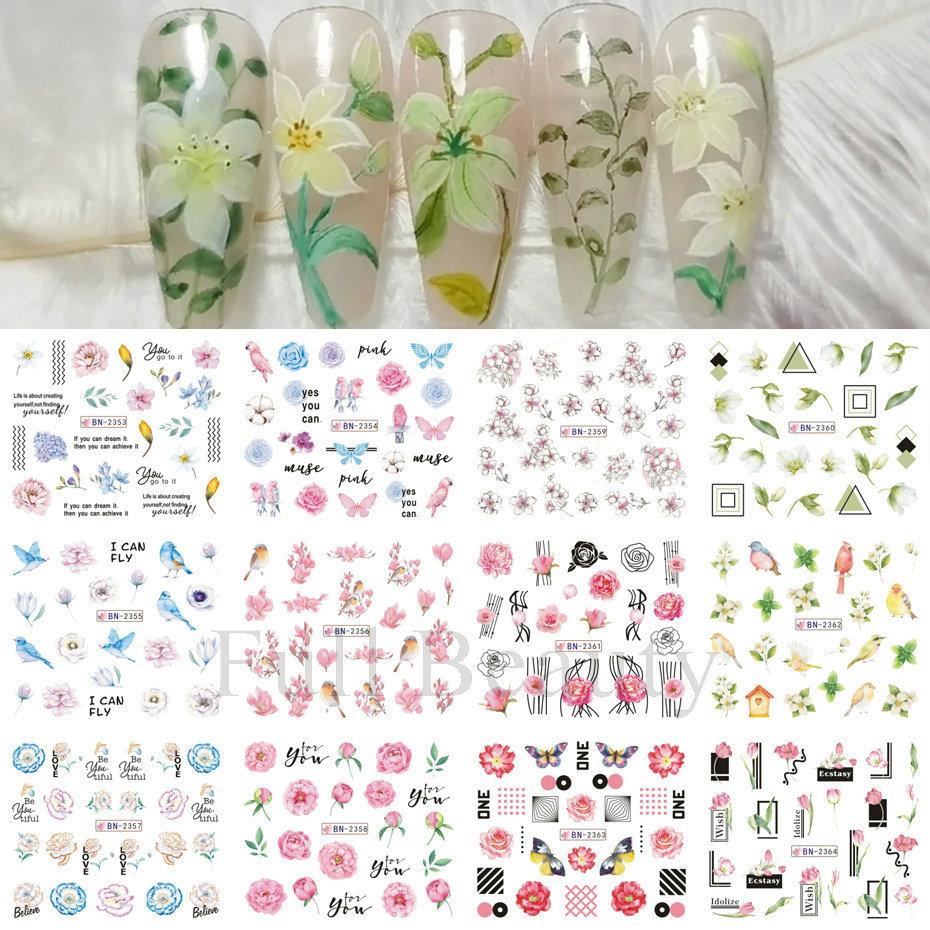 Nail Art Sticker, Spring And Summer Flower And Grass Series, Zou Ju Flower Watermark Nail Sticker