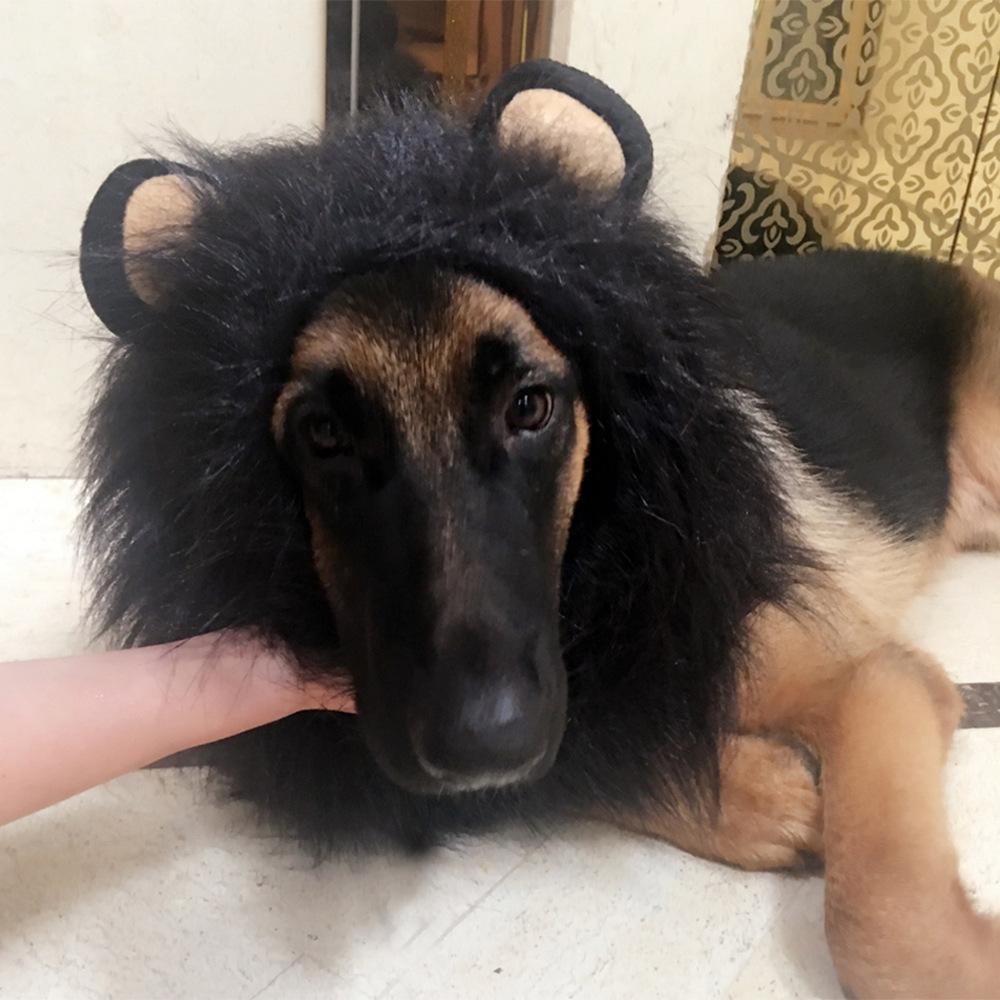 Halloween Pet Dog Cosplay Clothes Cute Realistic Lion Mane Wig Tail For Medium Large Dogs Costume With Ear Pet Accessories