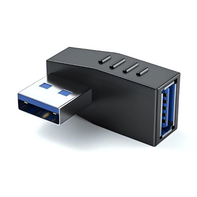 5pcs USB3.0 90 Degree Extension Adapters with Male to Female Connector for Tight Space Installation on Laptops and Vehicles