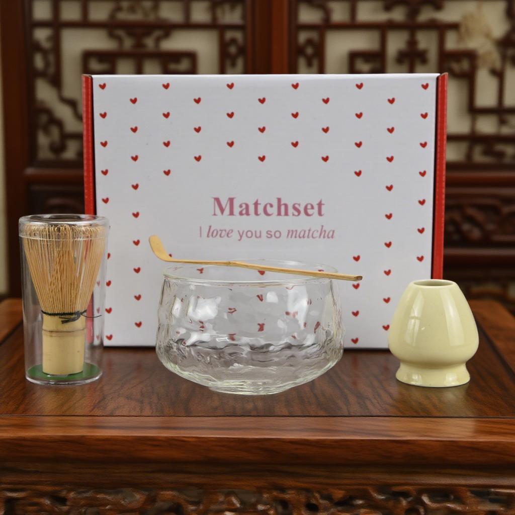 1PC/4PCS/Set Japanese-style Matcha Glass Bowl , Spoon, Tea Whisk, Perfect Gift For Ceremony, Traditional Decoration