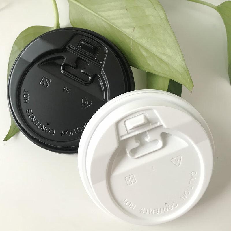 Плотные одноразовые бумажные стаканчики Lantuan с черными крышками