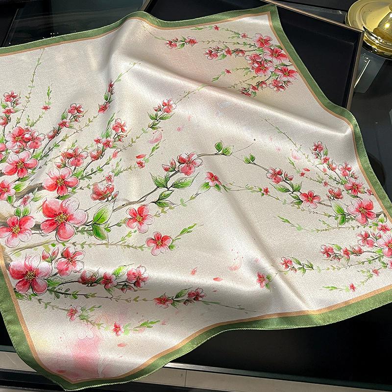 New 100% Natural Real Silk Scarf Women Bandana Square Scarves Wrap Kerchief Mulberry Spring Fashion Luxury High Quality Hijab