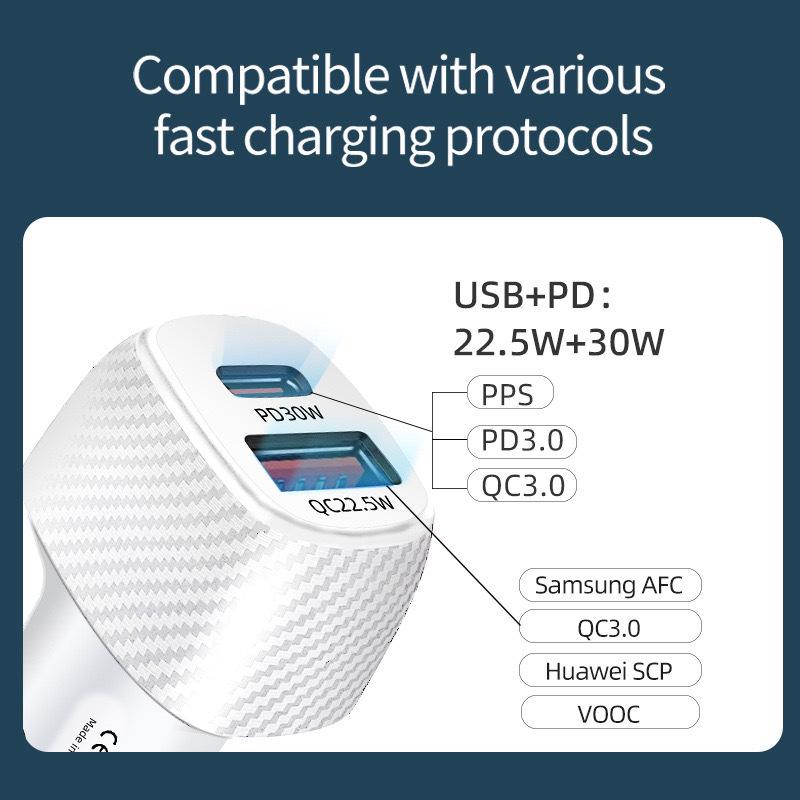 52.5W Dual Port Car Charger for Apple & Huawei - Super Fast PD Charging