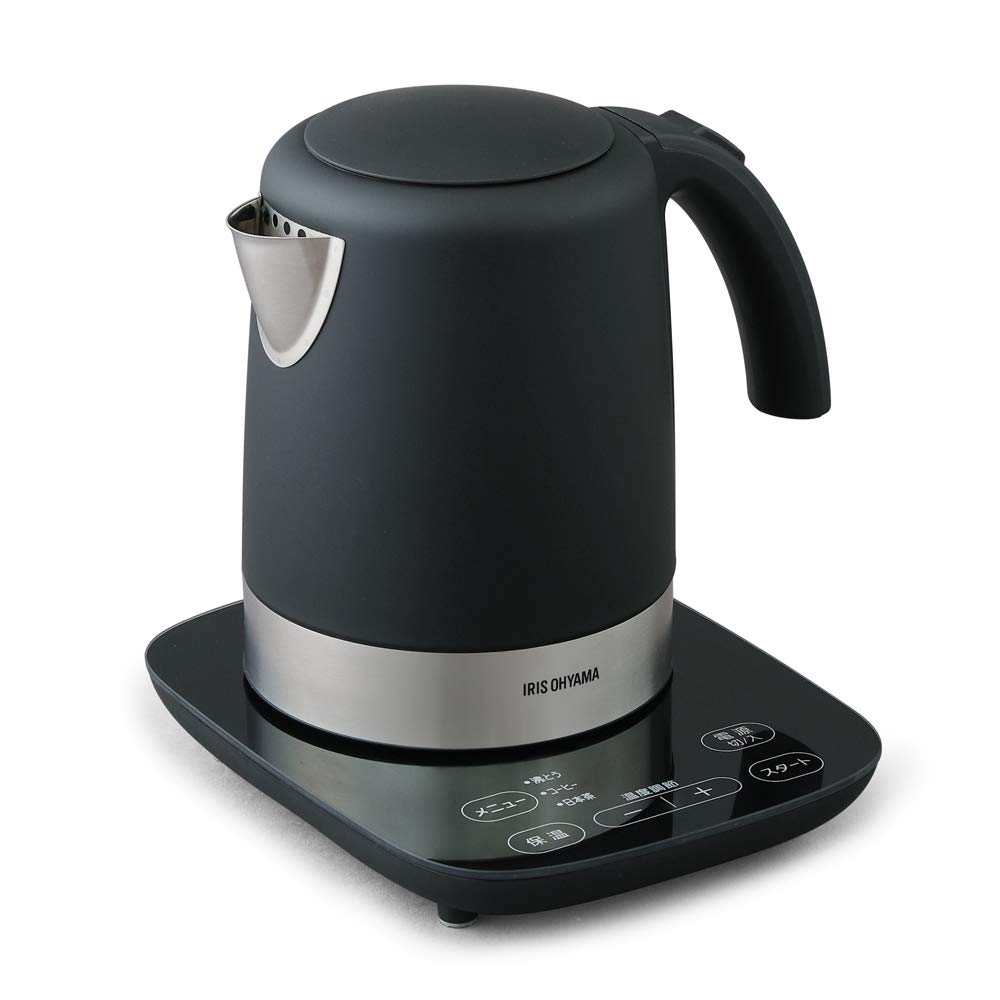 

Електричний чайник Iris Ohyama з нержавіючої сталі, утримання тепла після фільтра, чорний, тип, 1000 мл, 9-рівневе регулювання, налаштування, автоматичне вимкнення чорний