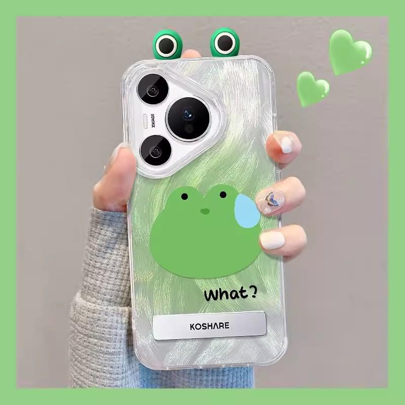Suitable for Sweat Frog Doll Suitable for Apple 13 Mobile Phone Case Huawei Mate60pro Bracket 16 Cute 15 Couples