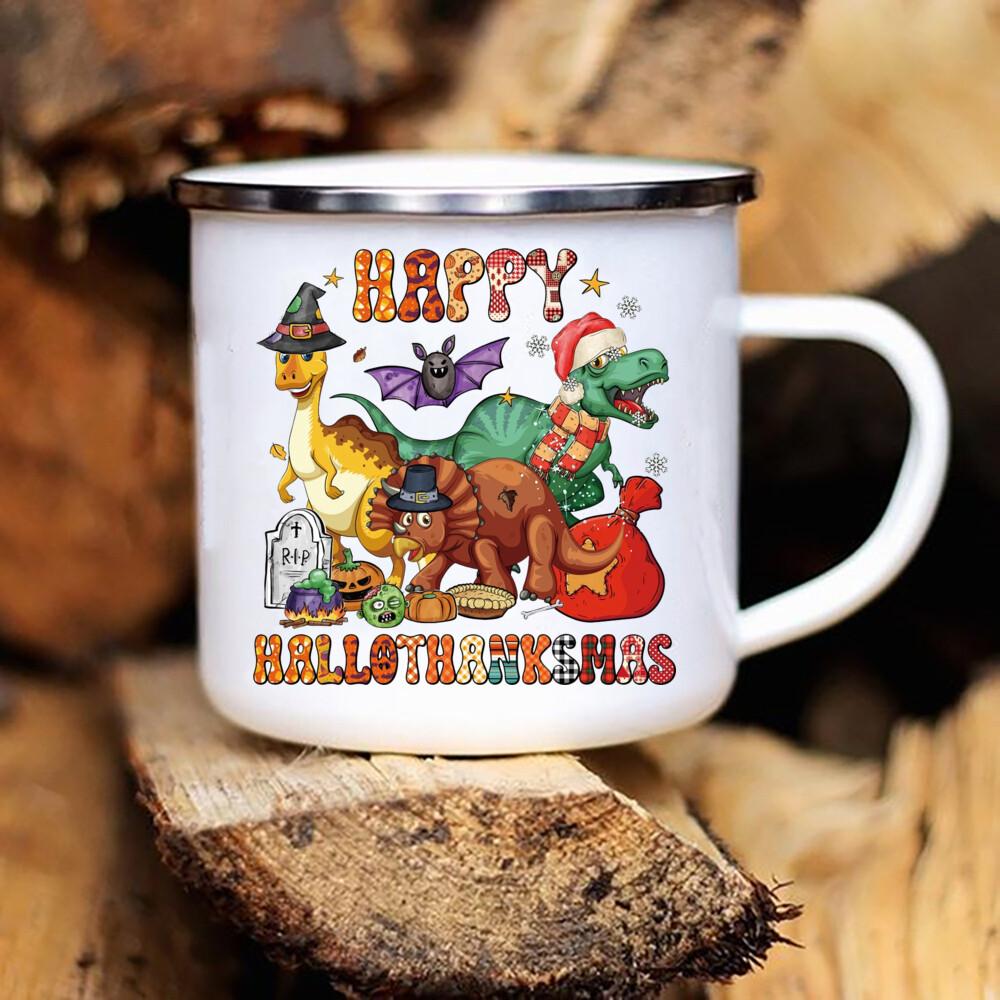 Vděčný a Požehnaný Tištěné Smaltované Hrnky Hrnky na Kávu Večírek Díkůvzdání Hrnky na Víno Džus Dezert Mléko Hrnky s Uchem Dárky