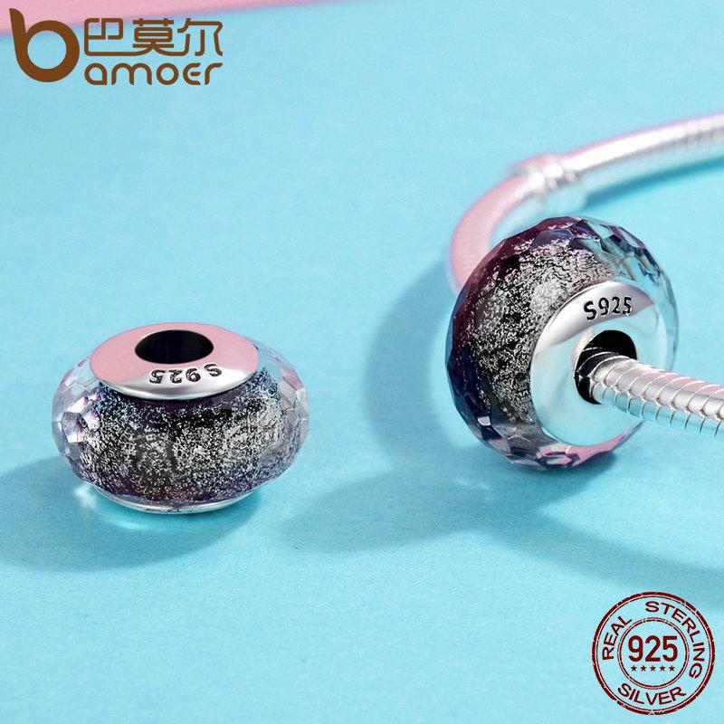 BAMOER High Quality 925 Sterling Silver European Pattern Murano Glass Charm Beads Fit Women Bracelet