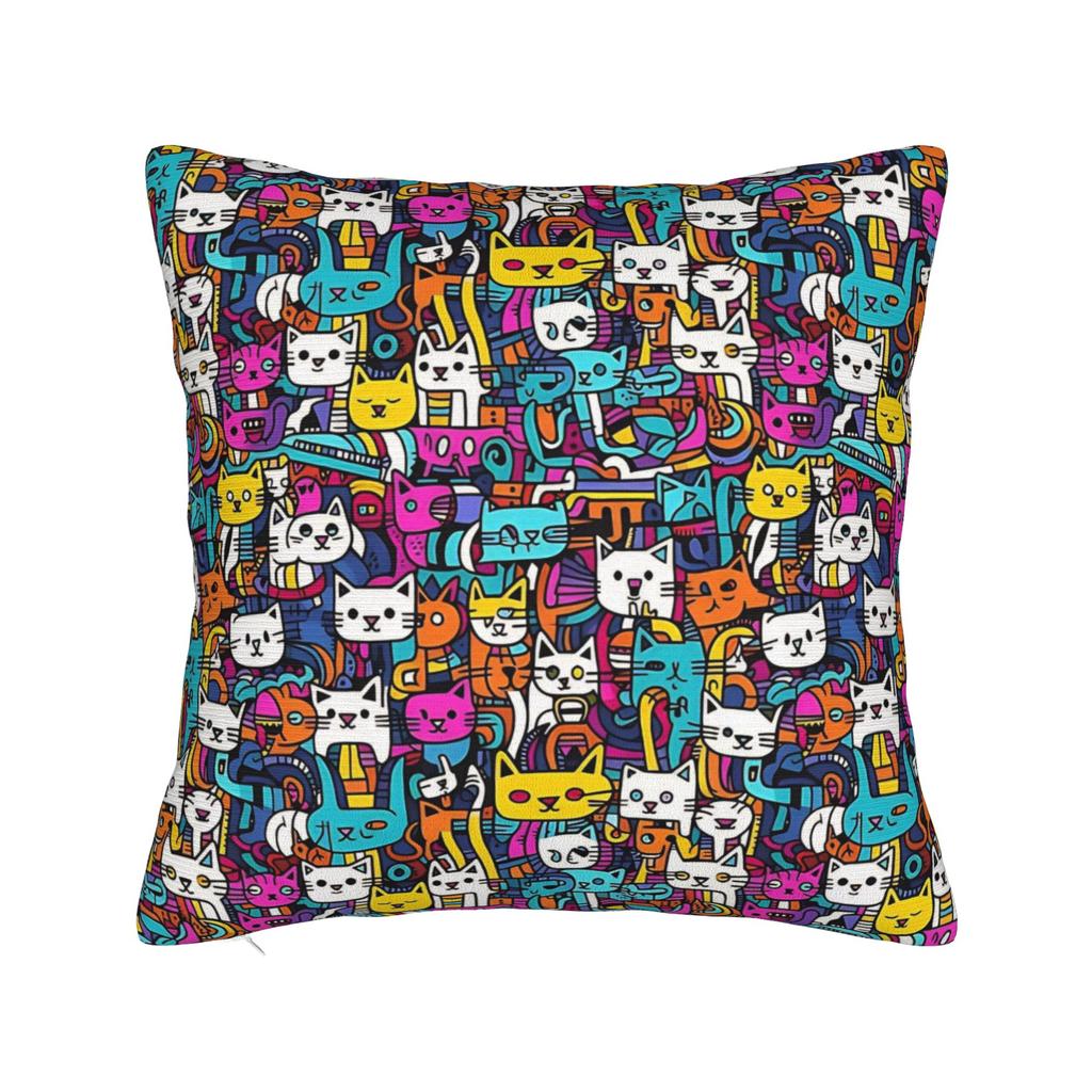 Kittens In the Wild Pillowcase Polyester Cushion Cover Decoration Cats Pattern Pillow Case Cover Sofa Drop Shipping Xcm