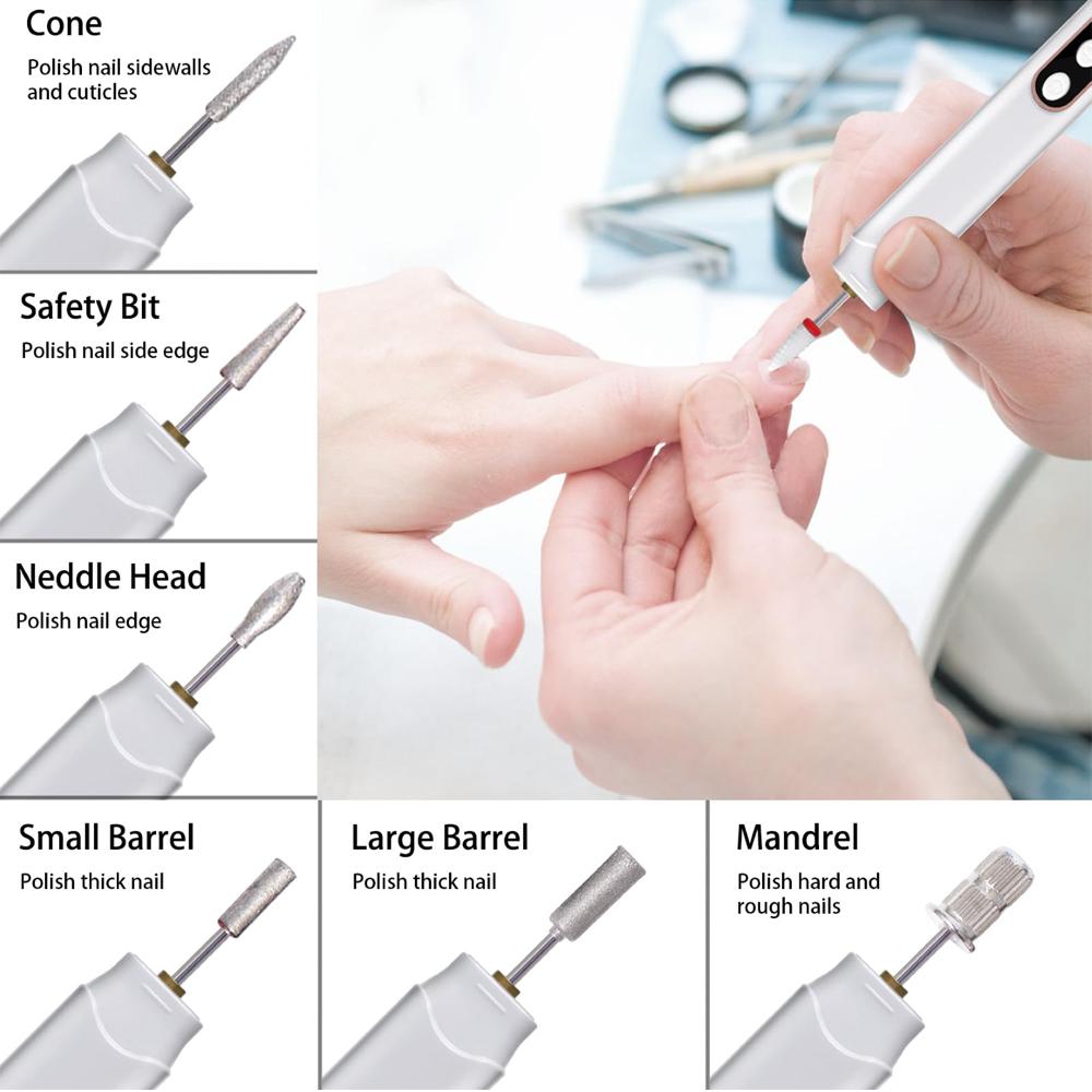 Cordless Nail Drill Machine Electric Nail Sander Professional Nail Lathe Manicure Milling Cutter Set Portable Manicure Tools