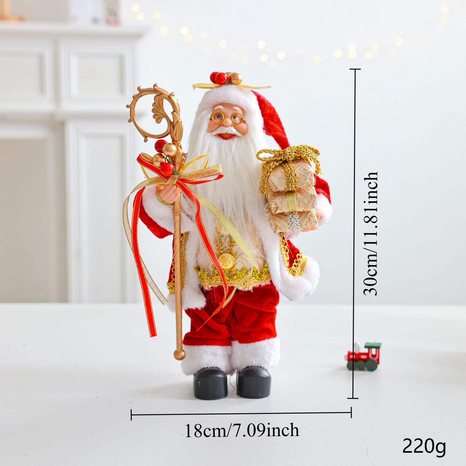 

Christmas Santa Claus Figurine Desktop Ornament for Festival Office Indoor Santa Stuffed Toy Holiday Window Display Ornament
