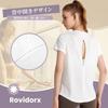 [Rovidorx] yoga wear tops pilates wear back open short sleeve t-shirt ladies sports Relaxing hot yoga sportswear gym wear fitness wear training
