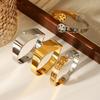 Gold and Silver Two-tone Stainless Steel Star Bangle, Instagram Style Wide Band Titanium Steel Open Bracelet