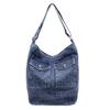 Retro Large Capacity Denim Tote Bag Women's Shoulder Bag Work Commuter Shoulder Bag