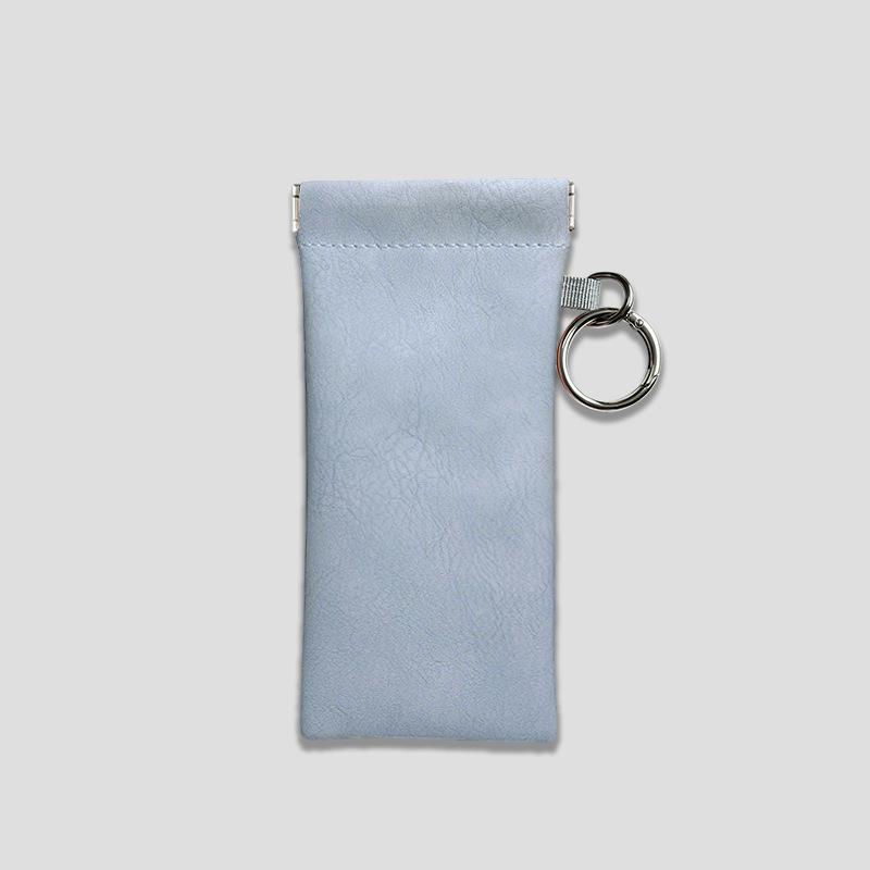 Automatic Closure PU Leather Sunglasses and Eyeglass Pouch - Anti-Pressure Spring Clip Case