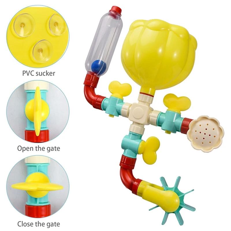 Montessori Diy Pipes Baby Bath Toys Tubes Water Spray Rotating Water Jet Game Bathtub Toy Spray Bathroom Toys Kids Gift