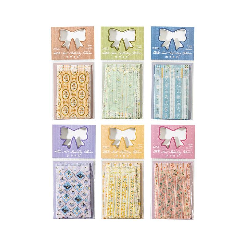 20sheets/1lot Kawaii Scrapbook Stickers Weaving Dreams and Reflecting Flowers Junk Journal Gold Planner Stationery Decorative