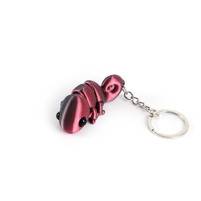 Creative 3D Printing Chameleon Keychain Pendant Multi-Joint Movable Simulation Animal Bag Charm Accessories Kids Gift Toys