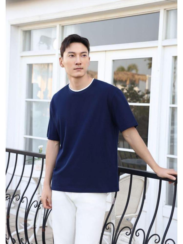 Minimalist Summer Crew Neck Tops Unisex T-shirt  Solid Color Unisex Lightweight T-shirt for Women and Men YG-247