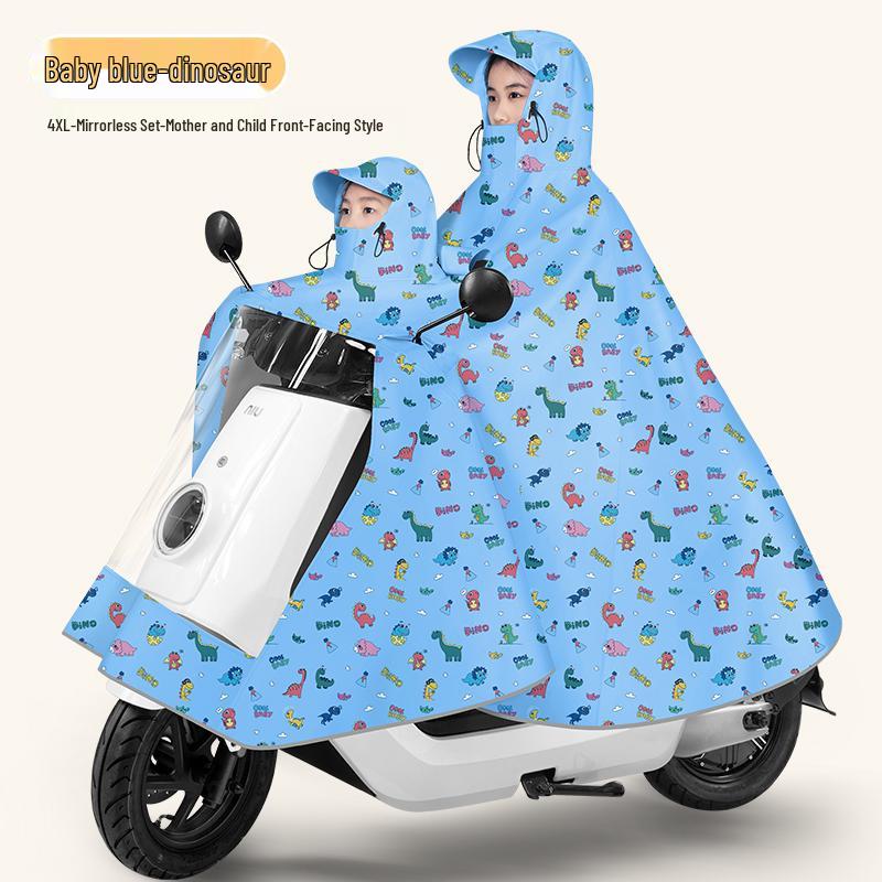 Parent-Child Raincoat for 2025: XL Front-Mounted Electric Scooter Double-Person Poncho