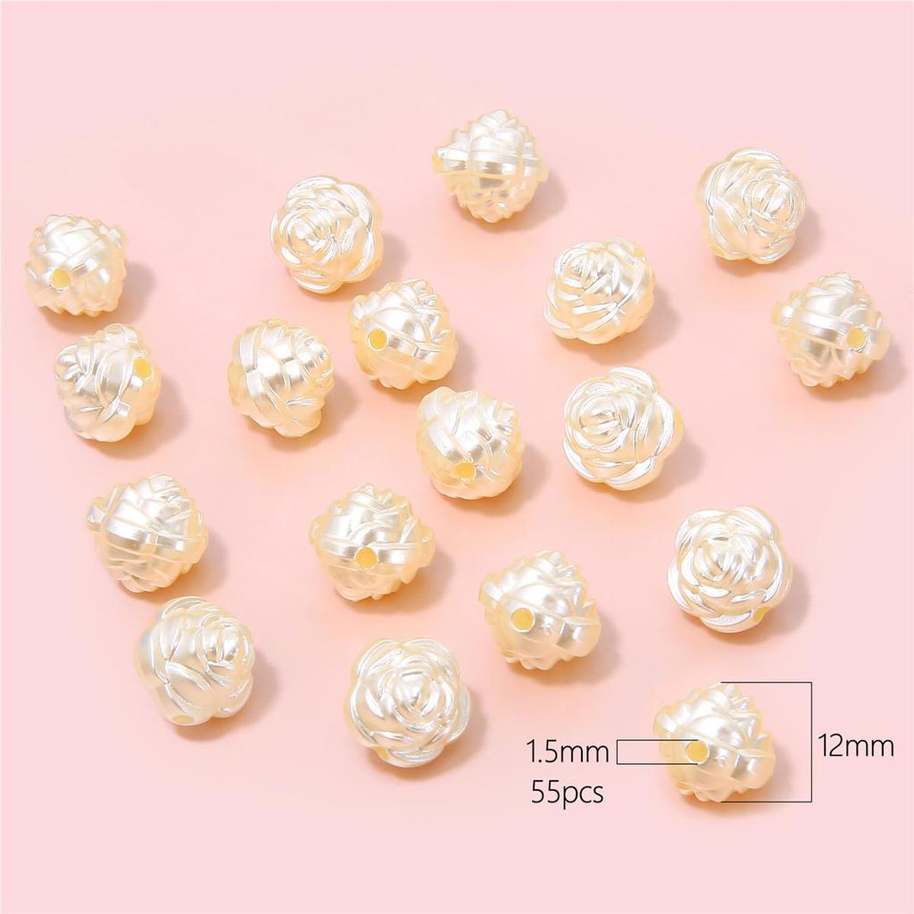 6-12mm Bílé/Slonovinové Akrylové ABS Imitace Perlové Růže Korálky pro DIY Výrobu Šperků