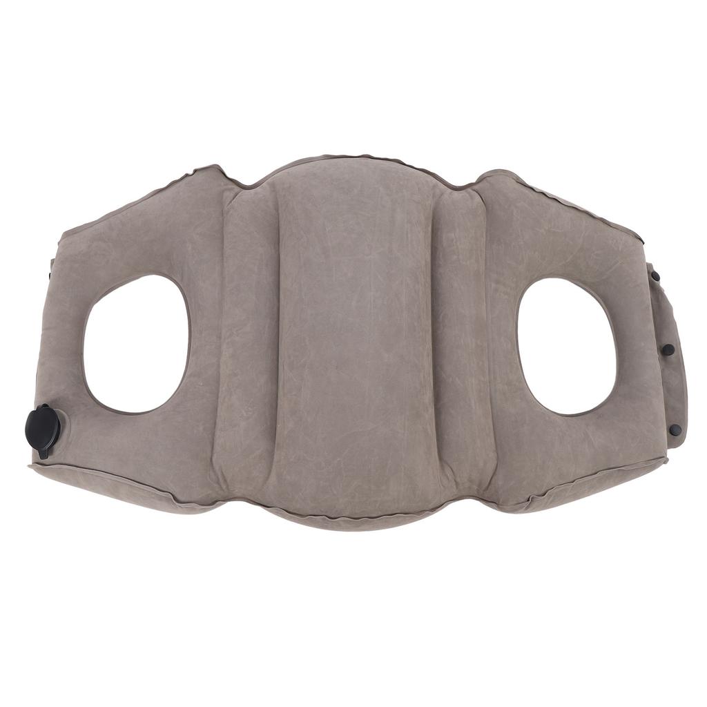 Inflatable Neck Pillow Gray Multifunctional PVC Flocking Inflatable Neck Rest Pillow for Travel