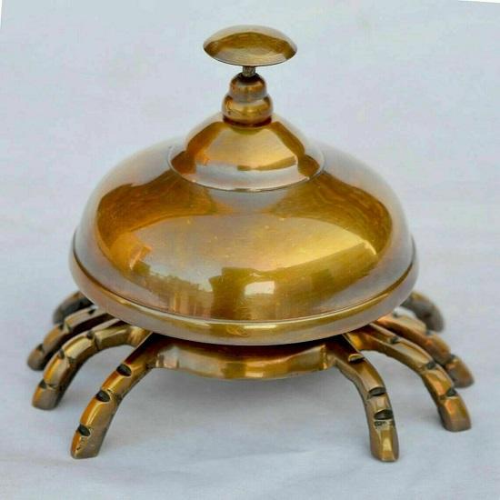 Antik messing krabbe Front Desk Bell Retail Counter Bell Store Bord Ring Ringer